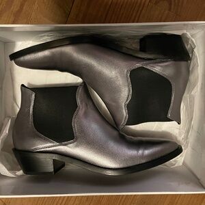 & Other Stories silver metallic leather cowboy booties (never worn) sz 39 EUR
